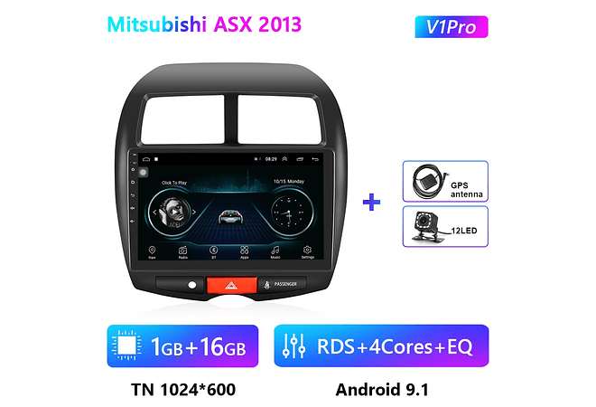 RD164 Android mitsubishi asx 2013 1GB a 8GB RAM e 16GB a 128GB ROM com ou sem Carplay