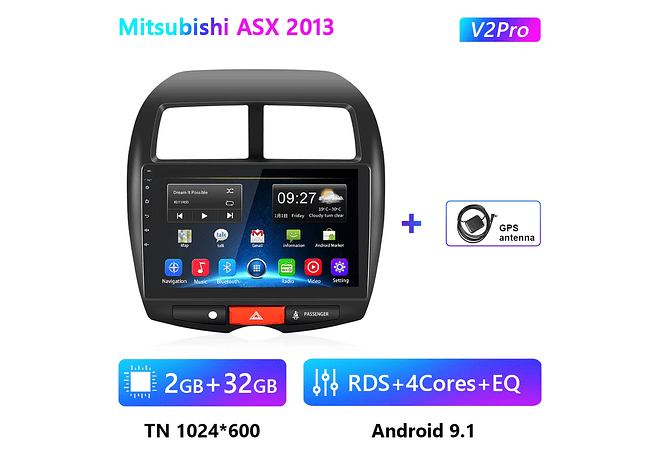 RD164 Android mitsubishi asx 2013 1GB a 8GB RAM e 16GB a 128GB ROM com ou sem Carplay