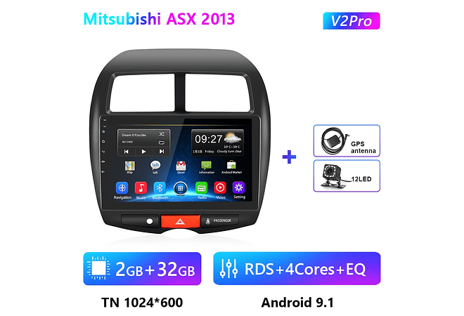 RD164 Android mitsubishi asx 2013 1GB a 8GB RAM e 16GB a 128GB ROM com ou sem Carplay