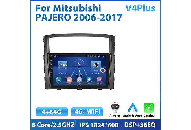 RD165 Android mitsubishi pajero 2006-2017 1GB a 8GB RAM e 16GB a 128GB ROM com ou sem Carplay