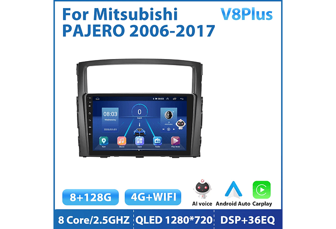 RD165 Android mitsubishi pajero 2006-2017 1GB a 8GB RAM e 16GB a 128GB ROM com ou sem Carplay