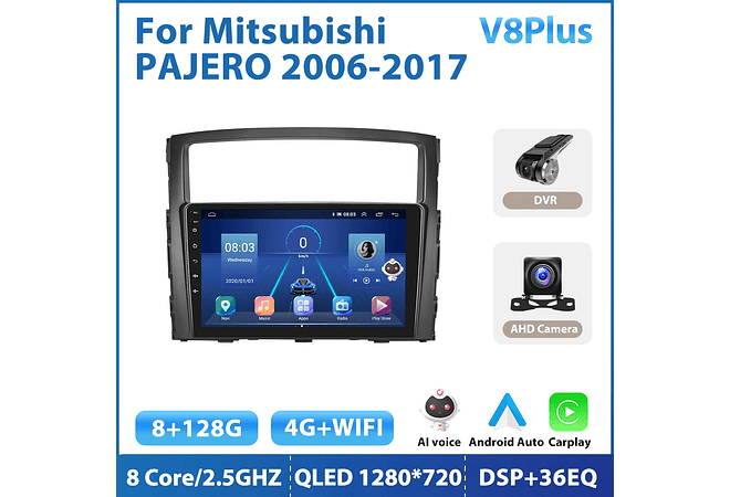 RD165 Android mitsubishi pajero 2006-2017 1GB a 8GB RAM e 16GB a 128GB ROM com ou sem Carplay