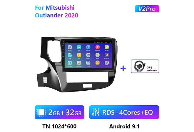 RD166 Android mitsubishi outlander 2020 1GB a 8GB RAM e 16GB a 128GB ROM com ou sem Carplay