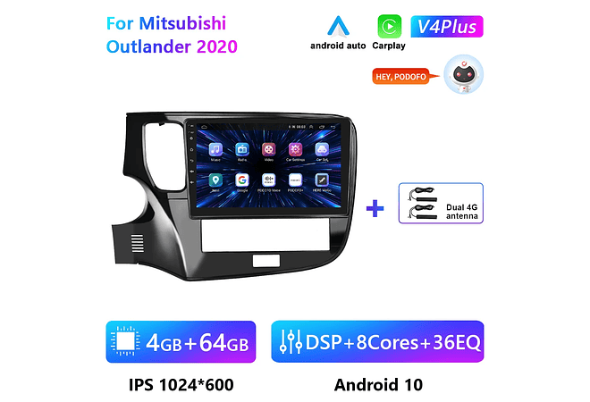 RD166 Android mitsubishi outlander 2020 1GB a 8GB RAM e 16GB a 128GB ROM com ou sem Carplay