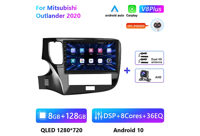 RD166 Android mitsubishi outlander 2020 1GB a 8GB RAM e 16GB a 128GB ROM com ou sem Carplay