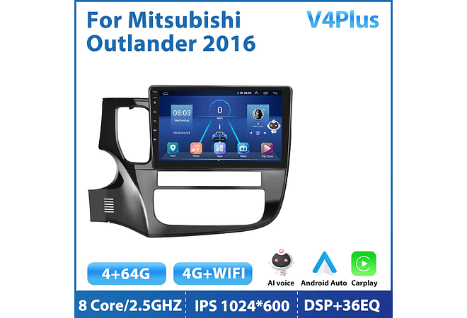 RD167 Android mitsubishi outlander 2016 1GB a 8GB RAM e 16GB a 128GB ROM com ou sem Carplay