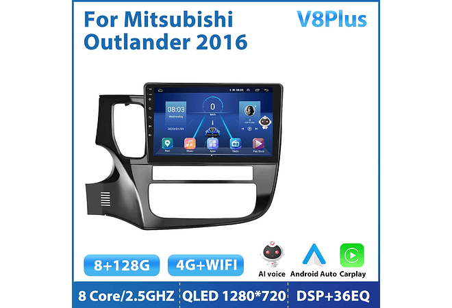 RD167 Android mitsubishi outlander 2016 1GB a 8GB RAM e 16GB a 128GB ROM com ou sem Carplay