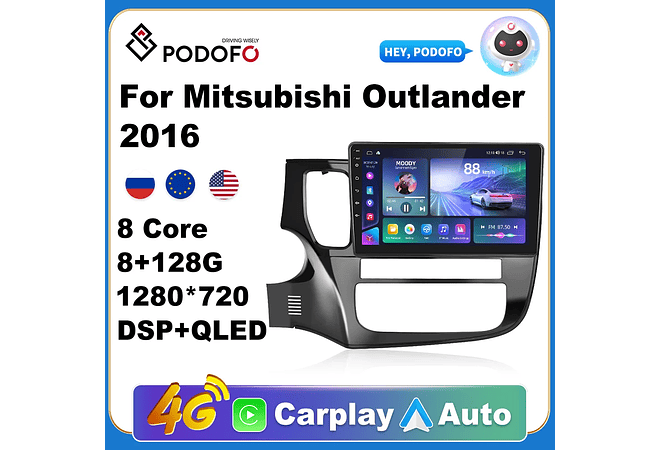 RD167 Android mitsubishi outlander 2016 1GB a 8GB RAM e 16GB a 128GB ROM com ou sem Carplay