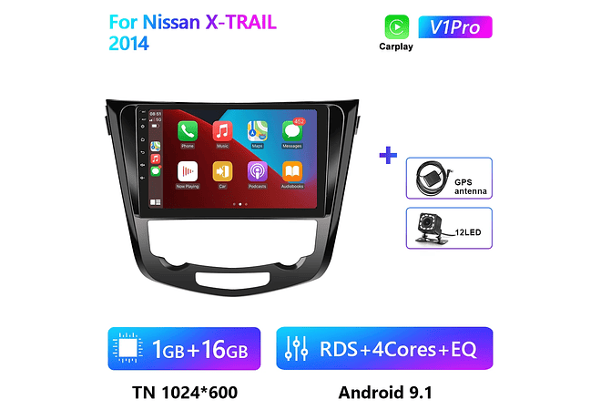 RD171 Android nissan X-TRAIL x trail 2014 1GB a 8GB RAM e 16GB a 128GB ROM com ou sem Carplay