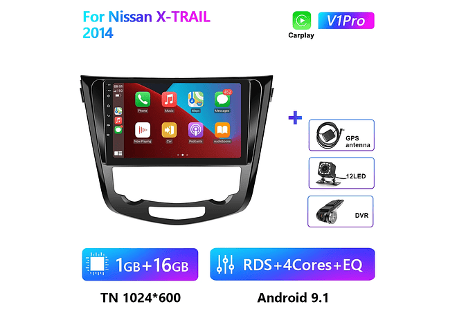 RD171 Android nissan X-TRAIL x trail 2014 1GB a 8GB RAM e 16GB a 128GB ROM com ou sem Carplay