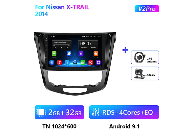 RD171 Android nissan X-TRAIL x trail 2014 1GB a 8GB RAM e 16GB a 128GB ROM com ou sem Carplay