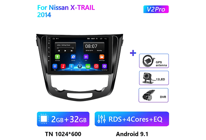 RD171 Android nissan X-TRAIL x trail 2014 1GB a 8GB RAM e 16GB a 128GB ROM com ou sem Carplay