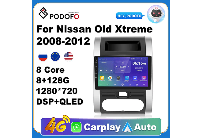 RD172 Android nissan x-trail 2008-2012 1GB a 8GB RAM e 16GB a 128GB ROM com ou sem Carplay