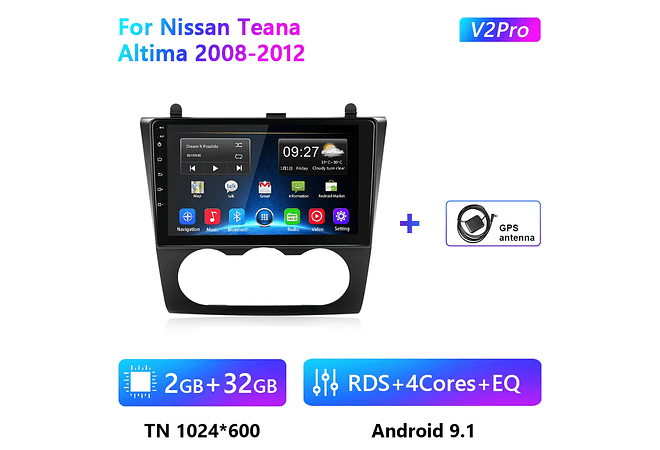 RD173 Android nissan teana altima 2008-2012 1GB a 8GB RAM e 16GB a 128GB ROM com ou sem Carplay