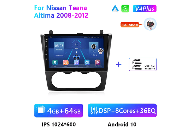 RD173 Android nissan teana altima 2008-2012 1GB a 8GB RAM e 16GB a 128GB ROM com ou sem Carplay