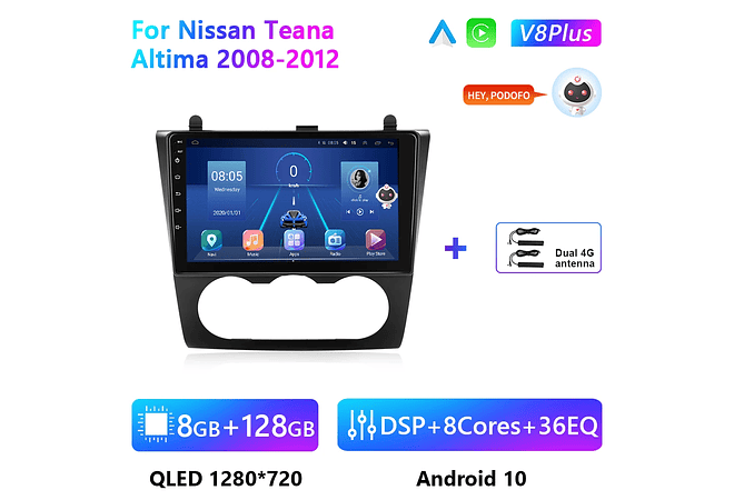 RD173 Android nissan teana altima 2008-2012 1GB a 8GB RAM e 16GB a 128GB ROM com ou sem Carplay