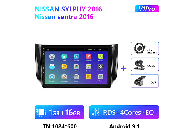 RD175 Android nissan sylphy sentra 2016 1GB a 8GB RAM e 16GB a 128GB ROM com ou sem Carplay