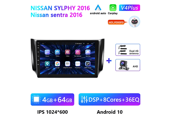 RD175 Android nissan sylphy sentra 2016 1GB a 8GB RAM e 16GB a 128GB ROM com ou sem Carplay