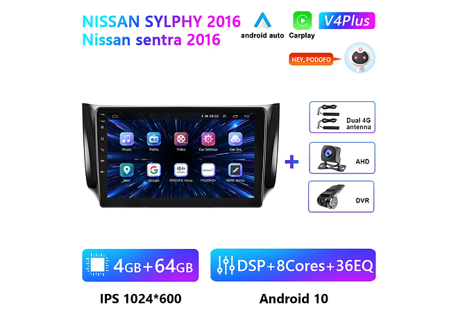 RD175 Android nissan sylphy sentra 2016 1GB a 8GB RAM e 16GB a 128GB ROM com ou sem Carplay