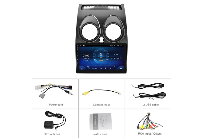 RD176 Android nissan qashqai j10 2006-2016 1GB a 8GB RAM e 16GB a 128GB ROM com ou sem Carplay