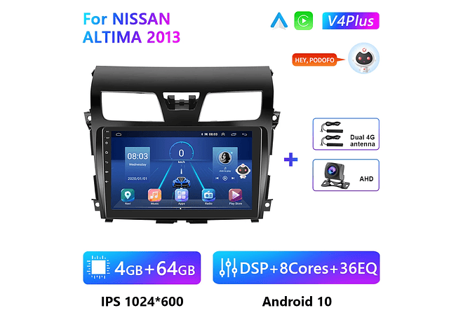 RD177 Android nissan altima 2013 1GB a 8GB RAM e 16GB a 128GB ROM com ou sem Carplay