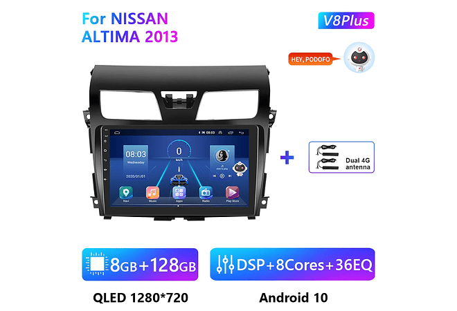 RD177 Android nissan altima 2013 1GB a 8GB RAM e 16GB a 128GB ROM com ou sem Carplay