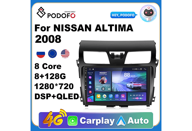 RD177 Android nissan altima 2013 1GB a 8GB RAM e 16GB a 128GB ROM com ou sem Carplay