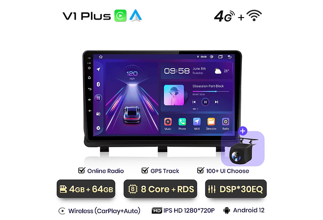 RD179 Android Opel Antara 2006-2017 1GB a 8GB RAM e 16GB a 128GB ROM com ou sem Carplay