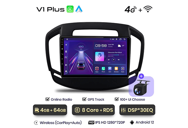 RD181 Android Opel Insignia 2013-2017 1GB a 8GB RAM e 16GB a 128GB ROM com ou sem Carplay