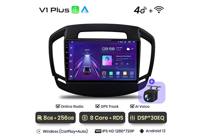 RD181 Android Opel Insignia 2013-2017 1GB a 8GB RAM e 16GB a 128GB ROM com ou sem Carplay