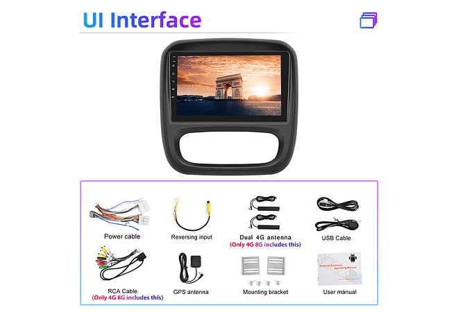 RD182 Android opel vivaro 2015 1GB a 8GB RAM e 16GB a 128GB ROM com ou sem Carplay