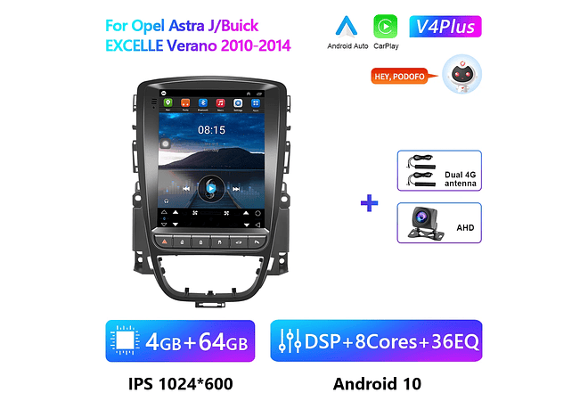 RD183 Android opel astra j buick excelle verano 2010-2014 1GB a 8GB RAM e 16GB a 128GB ROM com ou sem Carplay