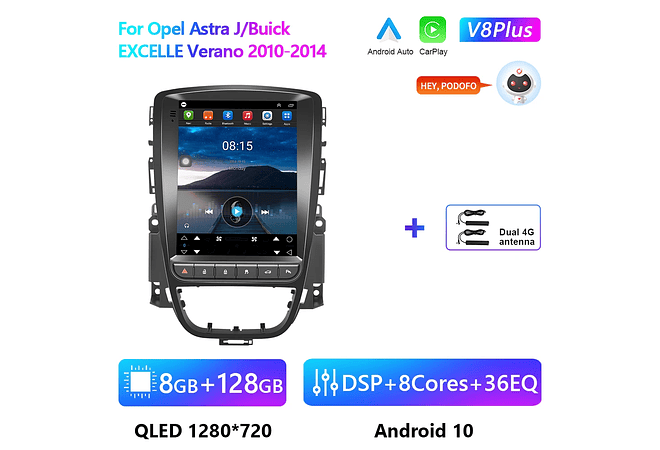 RD183 Android opel astra j buick excelle verano 2010-2014 1GB a 8GB RAM e 16GB a 128GB ROM com ou sem Carplay