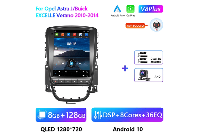 RD183 Android opel astra j buick excelle verano 2010-2014 1GB a 8GB RAM e 16GB a 128GB ROM com ou sem Carplay