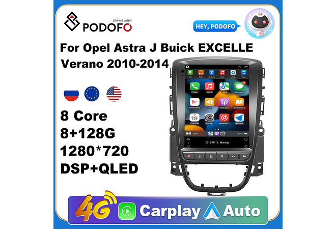RD183 Android opel astra j buick excelle verano 2010-2014 1GB a 8GB RAM e 16GB a 128GB ROM com ou sem Carplay