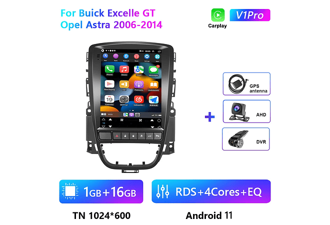 RD184 Android opel astra 2006-2014 1GB a 8GB RAM e 16GB a 128GB ROM com ou sem Carplay