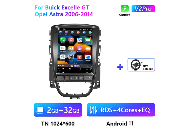 RD184 Android opel astra 2006-2014 1GB a 8GB RAM e 16GB a 128GB ROM com ou sem Carplay