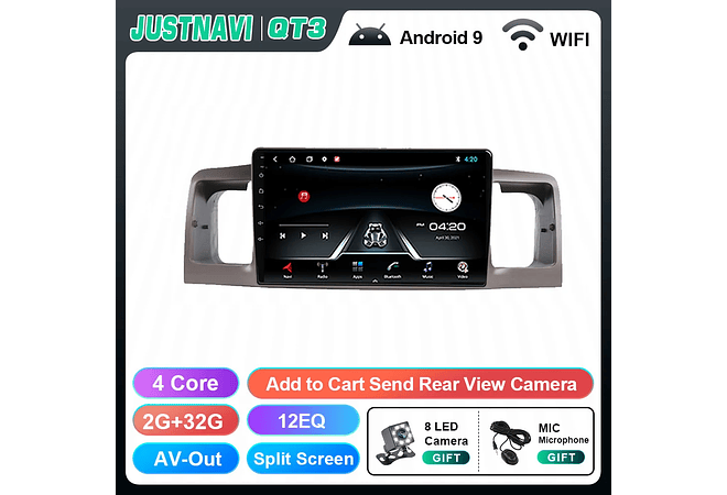 JUSTNAVI-rádio do carro para Toyota Corolla E130, E120, 2000-2004, Android 10.0, Autoradio, Play, GPS, Video Player, navegação, No 2 Din