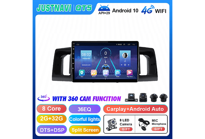 JUSTNAVI-rádio do carro para Toyota Corolla E130, E120, 2000-2004, Android 10.0, Autoradio, Play, GPS, Video Player, navegação, No 2 Din