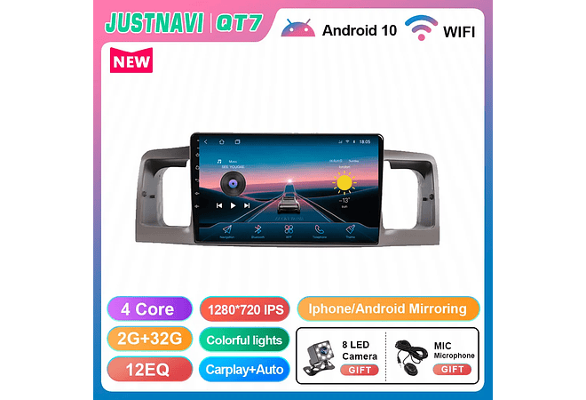 RD188 Android toyota corolla E120 E130 2000-2004 1GB a 8GB RAM e 16GB a 128GB ROM com ou sem Carplay