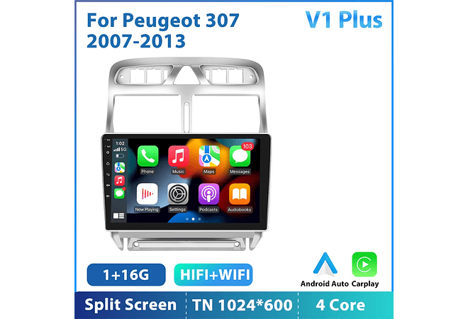 RD189 Android peugeot 307 2007-2013 1GB a 8GB RAM e 16GB a 128GB ROM com ou sem CarplayB a 8GB RAM e 16GB a 128GB ROM com ou sem Carplay