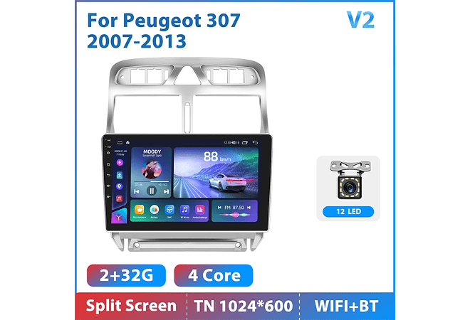 RD189 Android peugeot 307 2007-2013 1GB a 8GB RAM e 16GB a 128GB ROM com ou sem CarplayB a 8GB RAM e 16GB a 128GB ROM com ou sem Carplay