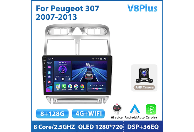 RD189 Android peugeot 307 2007-2013 1GB a 8GB RAM e 16GB a 128GB ROM com ou sem CarplayB a 8GB RAM e 16GB a 128GB ROM com ou sem Carplay