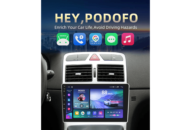 RD189 Android peugeot 307 2007-2013 1GB a 8GB RAM e 16GB a 128GB ROM com ou sem CarplayB a 8GB RAM e 16GB a 128GB ROM com ou sem Carplay