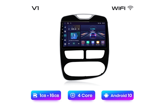 RD190 Android Renault Clio 2012-2016 1GB a 8GB RAM e 16GB a 128GB ROM com ou sem Carplay