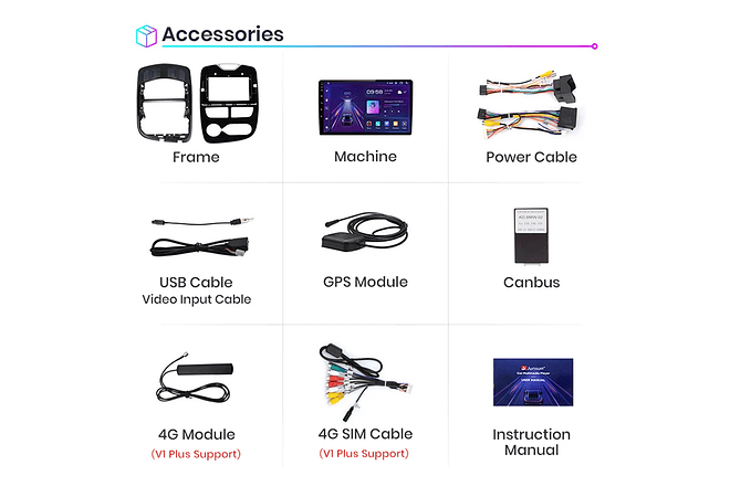 RD190 Android Renault Clio 2012-2016 1GB a 8GB RAM e 16GB a 128GB ROM com ou sem Carplay