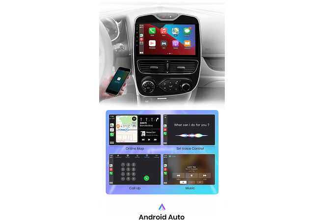 RD192 Android Renault clio 4 2016-2019 1GB a 8GB RAM e 16GB a 128GB ROM com ou sem Carplay