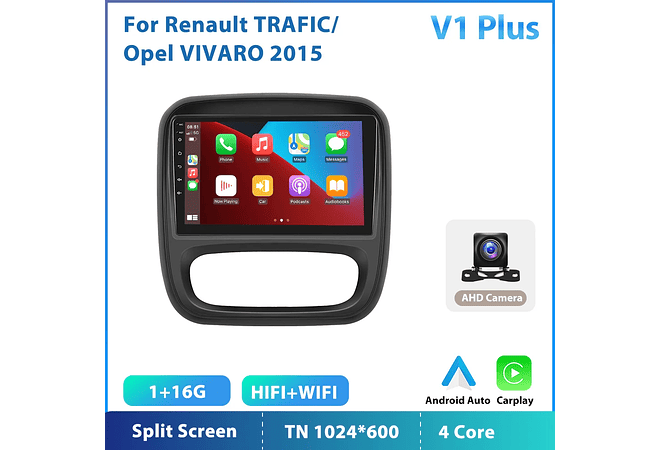RD193 Android renault Trafego 2015 1GB a 8GB RAM e 16GB a 128GB ROM com ou sem Carplay