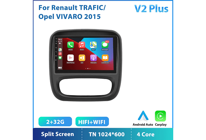 RD193 Android renault Trafego 2015 1GB a 8GB RAM e 16GB a 128GB ROM com ou sem Carplay