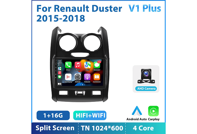 RD194 Android renault duster 2015-2018 1GB a 8GB RAM e 16GB a 128GB ROM com ou sem Carplay